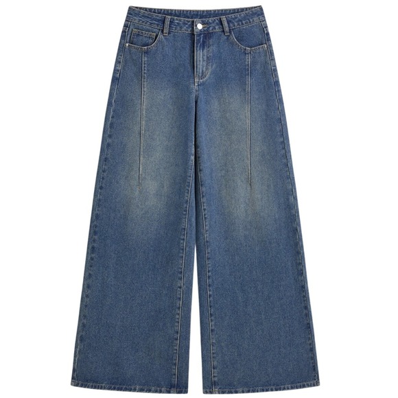 Cider Denim - Cider Baggy Jeans Women L Blue Low Rise Wide Leg Streetwear 90s Skater Boho Chic
